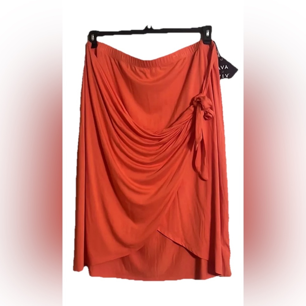 Ava&Viv Skirt Sz 2X Wrap/Tie Front Flowy Elastic Waist A-line High/Low Vacation